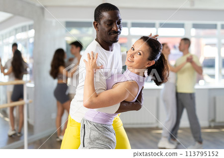Couple adult woman and man dancing waltz Couple adult woman and man dancing waltz 113795152
