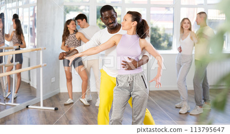 Couple adult woman and man dancing waltz 113795647