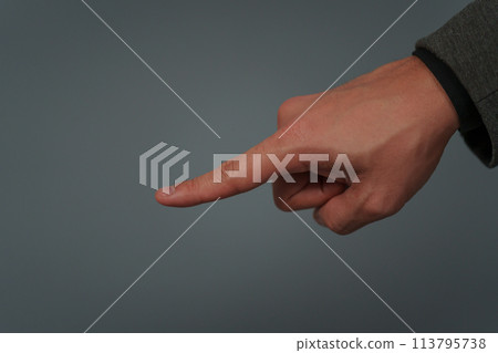 businessman in suit pointing or fingerprint scan touching 113795738