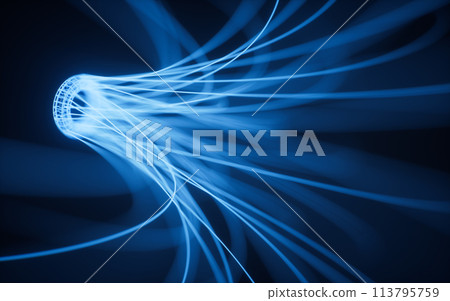 Glowing neon hanging lines, 3d rendering. Glowing neon hanging lines, 3d rendering. 113795759