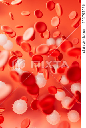 Blood and red blood cells, 3d rendering. 113795986