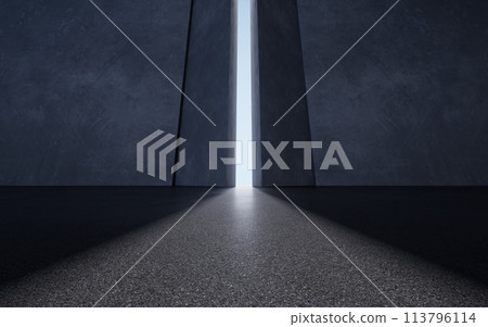 Open the door of the dark room, 3d rendering. Open the door of the dark room, 3d rendering. 113796114