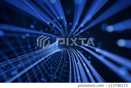 Flowing digital lines with cyberspace background, 3d rendering. Flowing digital lines with cyberspace background, 3d rendering. 113796172