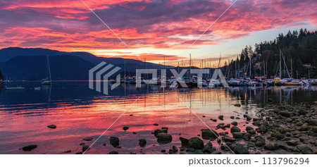 Rocky Shore and Marina in Deep Cove, North Vancouver, BC, Canada Rocky Shore and Marina in Deep Cove, North Vancouver, BC, Canada 113796294
