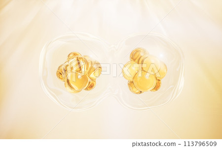 Transparent cell with biotechnology and cosmetic concept, 3d rendering. 113796509