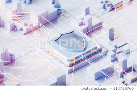 Safety shield and technology background, 3d rendering. 113796766