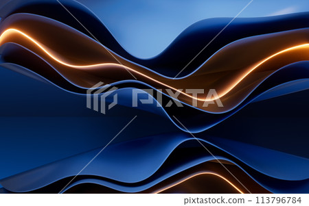 Abstract blue curve geometry, 3d rendering. Abstract blue curve geometry, 3d rendering. 113796784