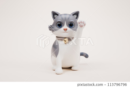 3D cartoon style cute cat, 3d rendering. 3D cartoon style cute cat, 3d rendering. 113796796