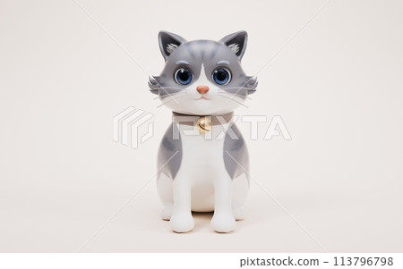 3D cartoon style cute cat, 3d rendering. 3D cartoon style cute cat, 3d rendering. 113796798