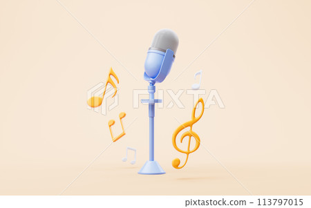 Music instruments with cartoon style, 3d rendering. 113797015
