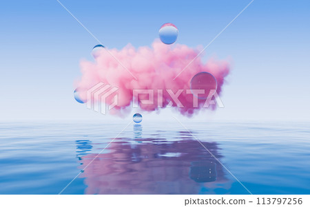 Cloud and water surface, 3d rendering. 113797256