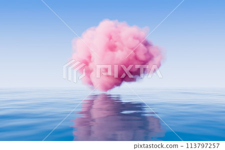 Cloud and water surface, 3d rendering. 113797257