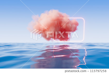 Cloud and water surface, 3d rendering. Cloud and water surface, 3d rendering. 113797258