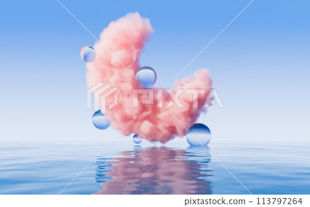 Cloud and water surface, 3d rendering. Cloud and water surface, 3d rendering. 113797264