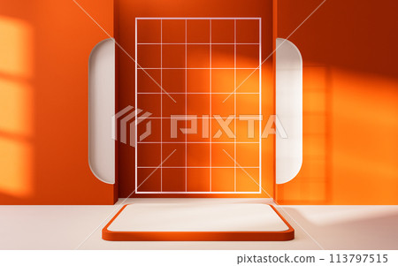Empty room with product stage, 3d rendering. 113797515