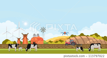 Agriculture industry with farming and animal husbandry concept. 113797822
