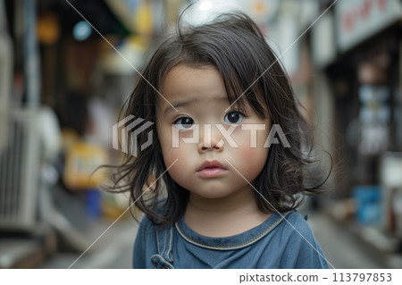 Poor little girl staring 113797853