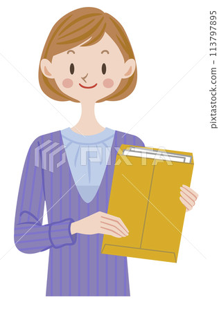 A woman with a document 113797895