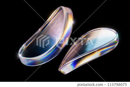 Colorful curve glass with dispersion, 3d rendering. Colorful curve glass with dispersion, 3d rendering. 113798075