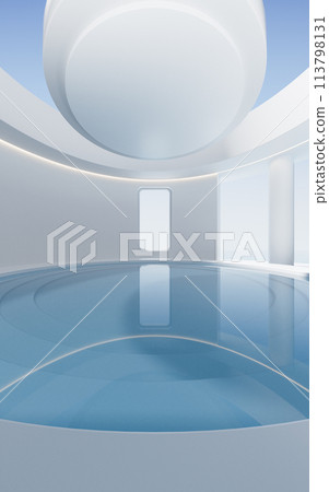 Empty room with water surface, 3d rendering. 113798131