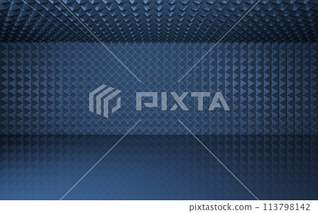 Dark room with triangle sound-absorbing cotton, 3d rendering. Dark room with triangle sound-absorbing cotton, 3d rendering. 113798142