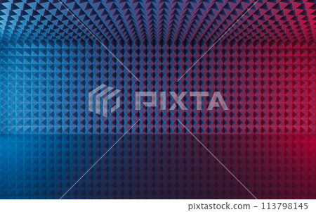 Dark room with triangle sound-absorbing cotton, 3d rendering. 113798145