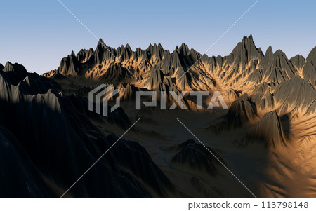 Landscape with mountains landform, 3d rendering. 113798148