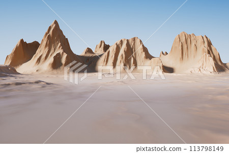 Landscape with mountains landform, 3d rendering. 113798149