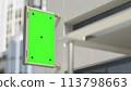 Billboard Green screen Mock-Up are installed outside the building. Or empty signboard for your text and banner design. 113798663