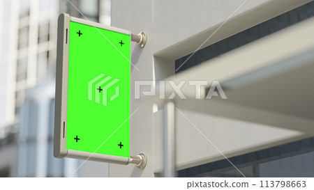 Billboard Green screen Mock-Up are installed outside the building. Or empty signboard for your text and banner design. Billboard Green screen Mock-Up are installed outside the building. Or empty signboard for your text and banner design. 113798663