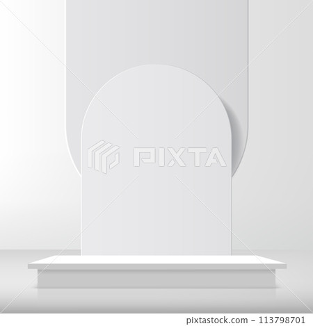 3d white color podium and minimal white wall scene Vector 3d white color podium and minimal white wall scene Vector 113798701
