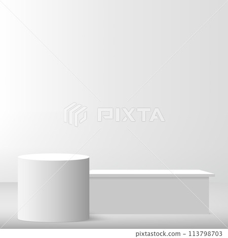 3d white color podium and minimal white wall scene Vector 3d white color podium and minimal white wall scene Vector 113798703