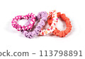 colourful hair scrunchies on white background 113798891