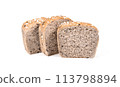 whole wheat breads sliced isolated on a white background 113798894