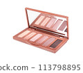 Set of nude eyeshadows in case on white background 113798895