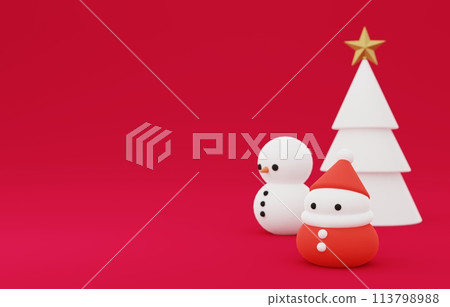 3D素材_聖誕樹_聖誕老人_雪人 3D素材_聖誕樹_聖誕老人_雪人 113798988