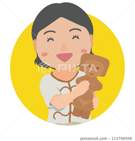 繩文時代的婦女手持泥人 113799509