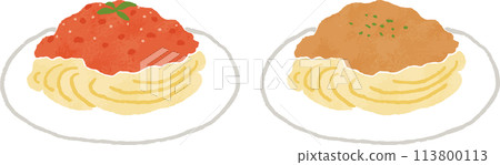 義大利麵手繪插圖（2 種） 113800113