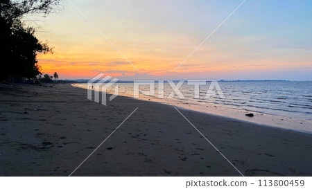 Twilight on the side of Lancok beach in North Aceh 113800459