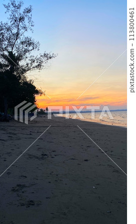 Twilight on the side of Lancok beach in North Aceh 113800461