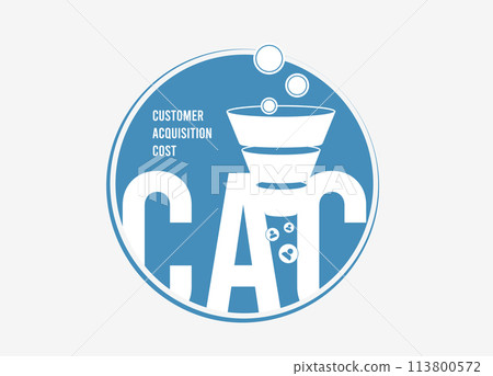 Customer Acquisition Cost concept. CAC analytics and digital marketing expenses optimize strategies and visualize metrics for effective acquisition planning. Vector illustration isolated on white Customer Acquisition Cost concept. CAC analytics and digital marketing expenses optimize strategies and visualize metrics for effective acquisition planning. Vector illustration isolated on white 113800572