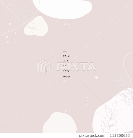 Vector illustration background of plants. Korean style stylish background in earth colors. Line drawing illustration of plants. 113800623