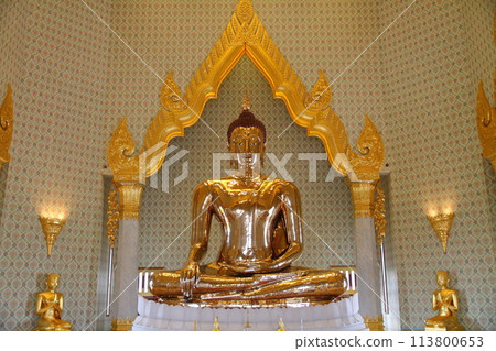 Wat Traimit 的金佛像，也稱為金佛寺，曼谷，泰國 113800653