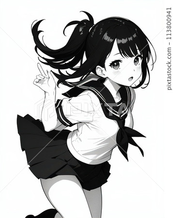 動作激烈的活潑女高中生 [AI 生成圖像] 113800941