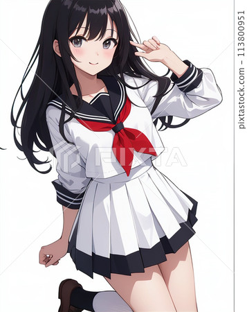 A lively and energetic high school girl [AI-generated image] 113800951