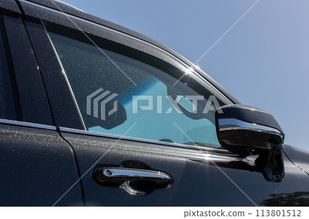 Car dirty with yellow sand 113801512