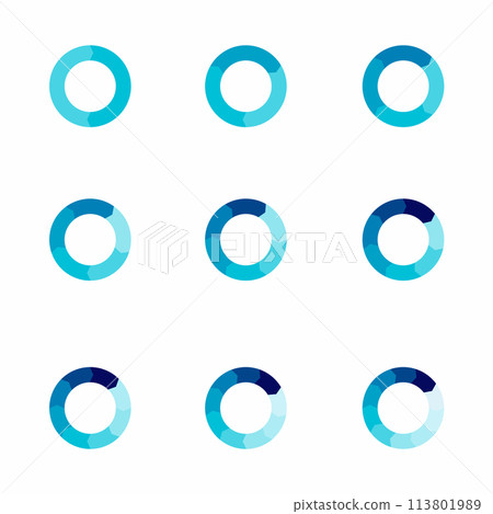Set of arrow pie charts. Financial analysis data 2,3,4,5,6,7,8,9,10 sections elements for business presentation, Vector Illustration Set of arrow pie charts. Financial analysis data 2,3,4,5,6,7,8,9,10 sections elements for business presentation, Vector Illustration 113801989