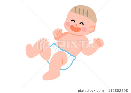 穿著尿布仰臥的嬰兒的插圖 穿著尿布仰臥的嬰兒的插圖 113802208
