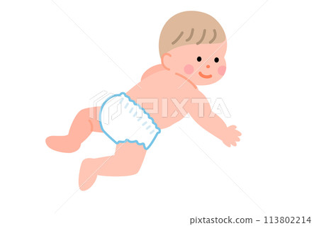穿著尿布的嬰兒插畫 穿著尿布的嬰兒插畫 113802214