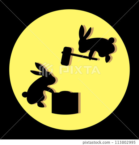 兔子在月亮上搗麻糬的剪影 113802995